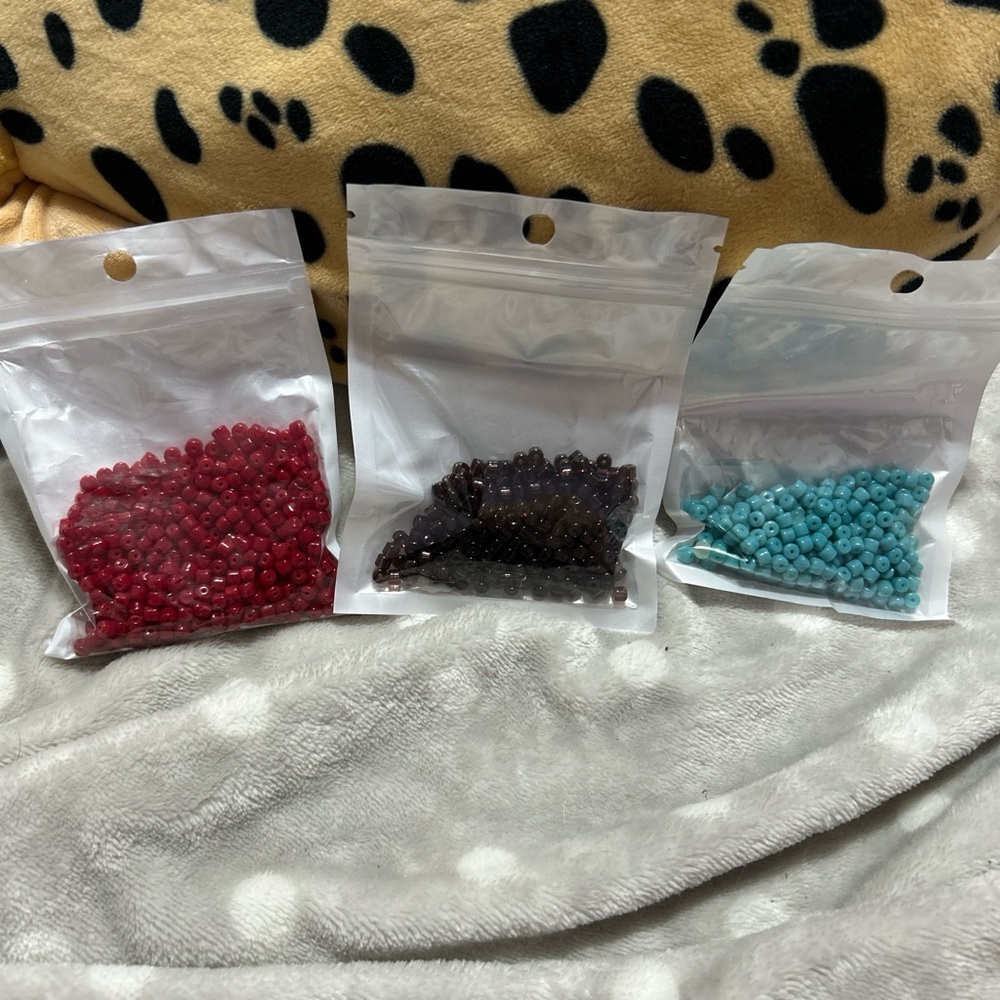Assorted Bead Set - Red, Brown, and Blue